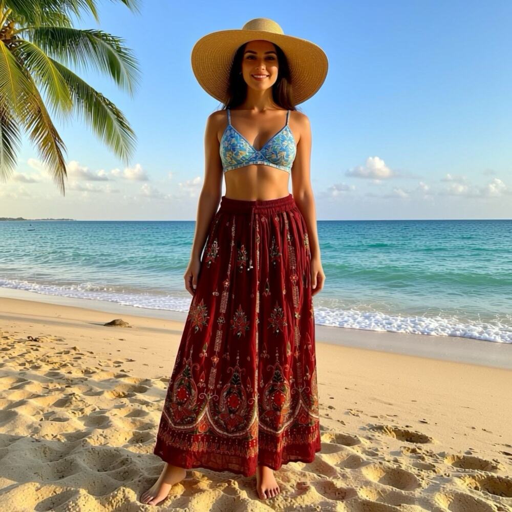 Women S Multicolor Sequins Maxi Skirt Bohemian Festival Hippie Cottagecore Beach